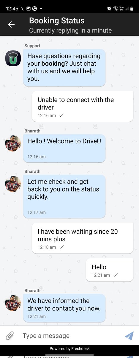Chirag996's tweet photo. @DriveU_Official I booked a driver Booking ID: D7BF6979 and waited for over 1 hour 10 minutes with no response from the driver, and in the end, they canceled the trip. This caused me to miss an important meeting! Your customer support was unhelpful.. #DriveU #CustomerComplain https://t.co/QKHwujnXTG