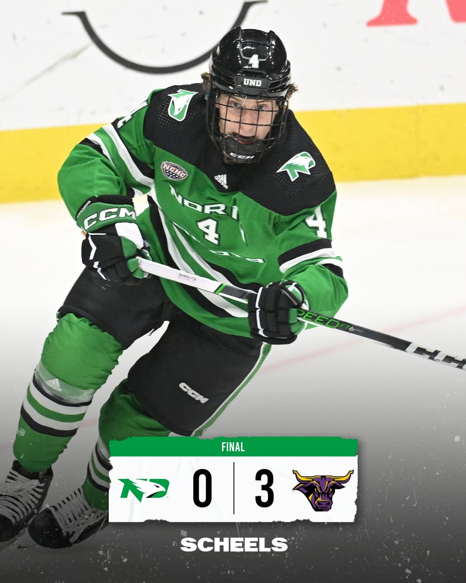 UNDmhockey's tweet photo. No. 5 UND settles for the series split at No. 20 Minnesota State 

#UNDproud | #LGH https://t.co/TWw4iOKmrD
