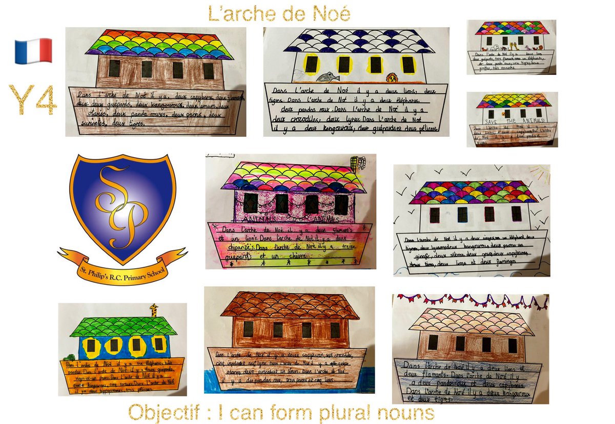 Madame Birtwistle (@mmebirtwistle) on Twitter photo LKS2🇫🇷 Children from <a href="/stphilipsrc/">St. Philip's RC</a> have produced a fantastic piece of creative French writing, themed around Noah’s Ark, with a focus on correctly forming plural nouns. 🦁🐘🐻🐒🦜🌈Bravo les enfants ! 👏#PrimaryLanguages #PrimaryFrench #FutureLinguists Template by <a href="/LightBulbLangs/">Light Bulb Languages 💡</a> LKS2🇫🇷 Children from <a href="/stphilipsrc/">St. Philip's RC</a> have produced a fantastic piece of creative French writing, themed around Noah’s Ark, with a focus on correctly forming plural nouns. 🦁🐘🐻🐒🦜🌈Bravo les enfants ! 👏#PrimaryLanguages #PrimaryFrench #FutureLinguists Template by <a href="/LightBulbLangs/">Light Bulb Languages 💡</a>