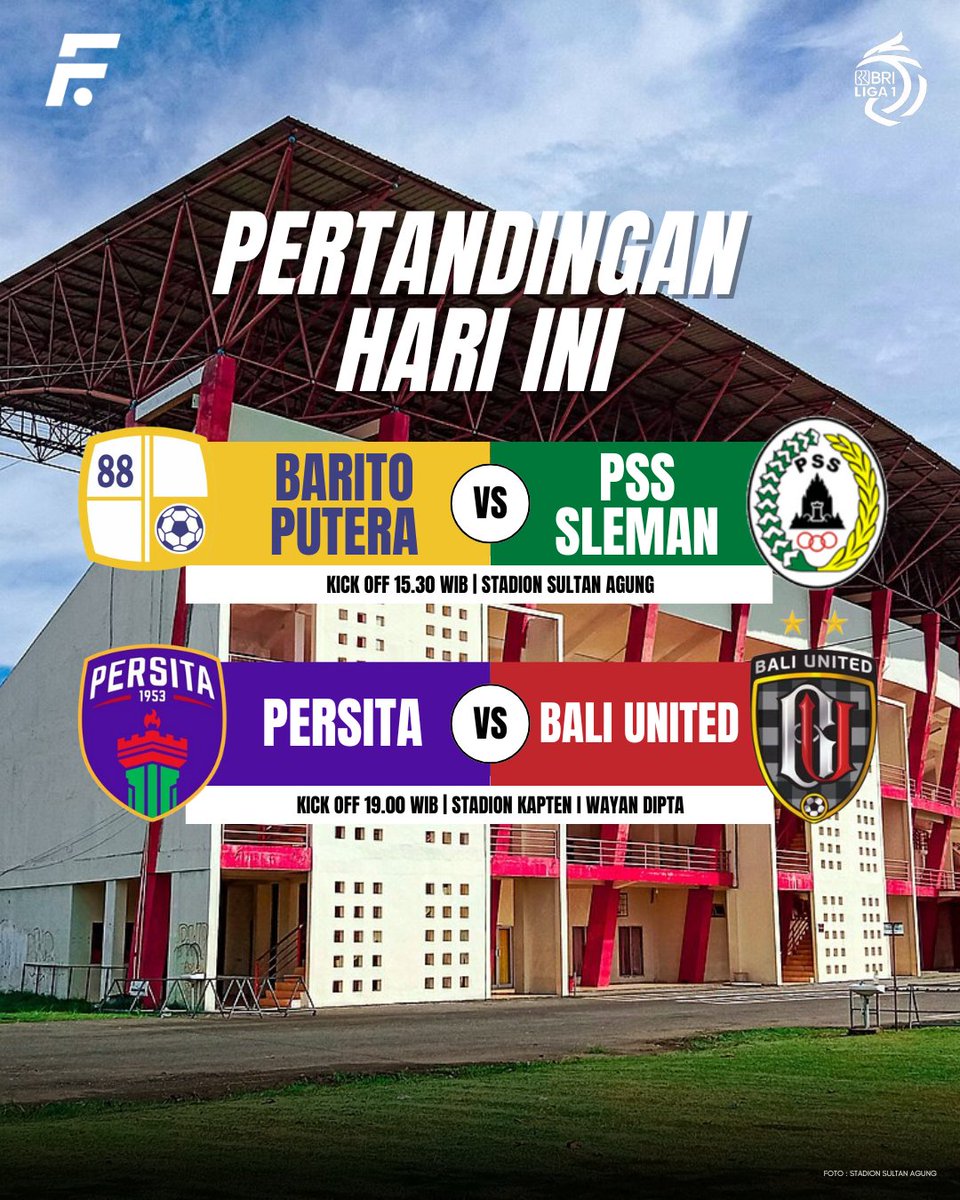 foxintheboxidn's tweet photo. 𝐏𝐄𝐑𝐓𝐀𝐍𝐃𝐈𝐍𝐆𝐀𝐍 𝐇𝐀𝐑𝐈 𝐈𝐍𝐈

Lanjutan matchday pekan 8 BRI Liga 1

Barito Putera vs PSS Sleman
K.O 15.30 WIB | Stadion Sultan Agung
Live Indosiar dan Vidio

Persita Tangerang vs Bali United
K.O 19.00 WIB | Stadion Kapten I Wayan Dipta
Live Indosiar dan Vidio https://t.co/KjYir5ralC