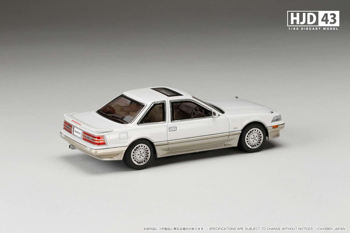HJ_Minicar's tweet photo. 1/43 Toyota SOARER 3000 TWINCAM 24 GT-LIMITED (MZ20) 1988
■発売予定: 2025年3月以降
■お取扱店・海外代理店情報
https://t.co/Dv9aft35cB
#ホビージャパン #HobbyJAPAN #HJD43 #ダイキャスト #minicar #ミニカー #43scale #Toyota #トヨタ #ソアラ #GTLIMITED #JDM #MZ20 https://t.co/TaymMsrl25