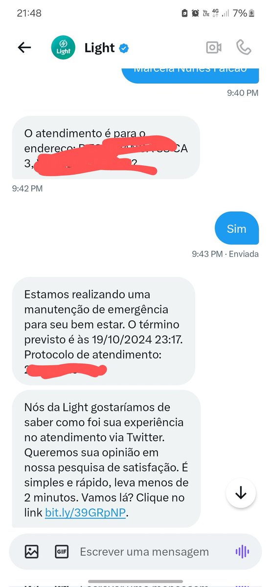 gficeis's tweet photo. Manutenção de emergência pro meu bem estar. Kkk 

A falta de noção na mensagem da light é absurda. Bem estar é receber pelo serviço que pagamos. https://t.co/DuOrEclAQ8