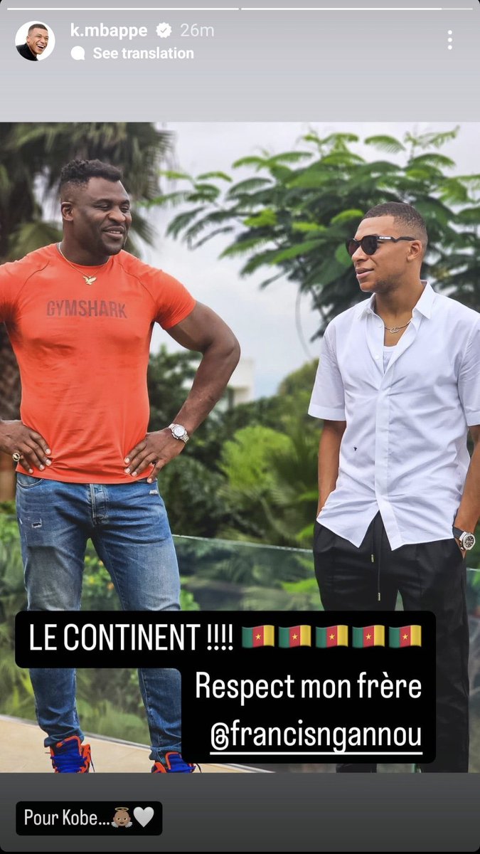 Nurfussbal's tweet image. Kylian Mbappé message to @francis_ngannou 
#forkobe