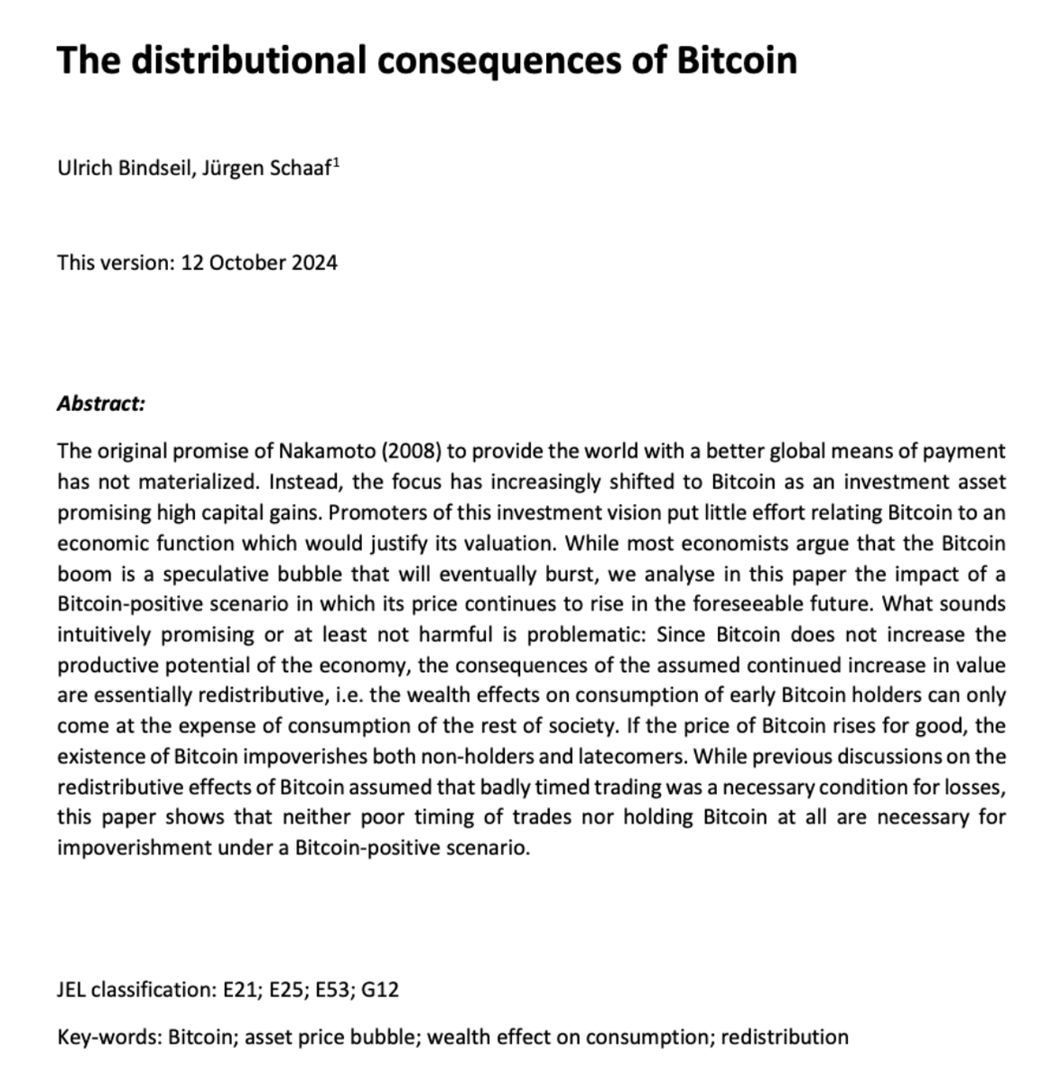 Cointelegraph's tweet photo. 🚨 LATEST: ECB paper claims older Bitcoin holders are exploiting new holders

A recent paper published by the European Central Bank argued that Bitcoin should be regulated to prevent its price from rising or outright banned. https://t.co/21Ggzg6JzA