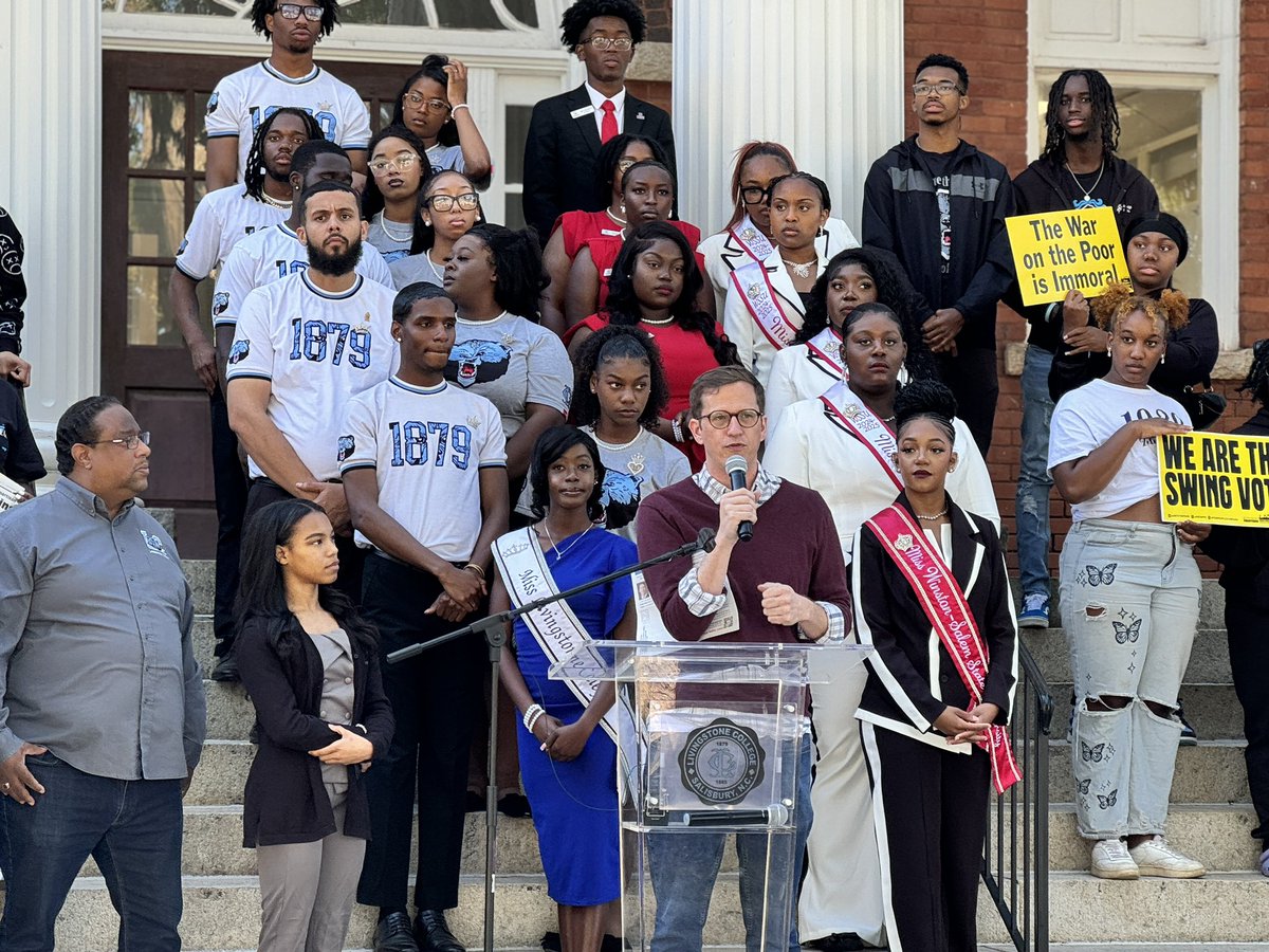 RevDrBarber's tweet photo. We don’t care who’s in office. Our votes are the real power! HBCUs, students, and working people, let’s swing the vote like never before. When we show up, we make history! #WeAreTheSwingVote 
#MoreWithMore https://t.co/N9zMr6hsdh