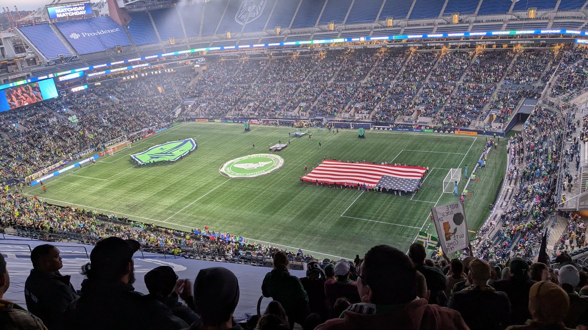 psidancer's tweet photo. They're lighting their shield, but not the flag. Why do the @SoundersFC hate America. And freedom, probably https://t.co/lSbPoPKHFP
