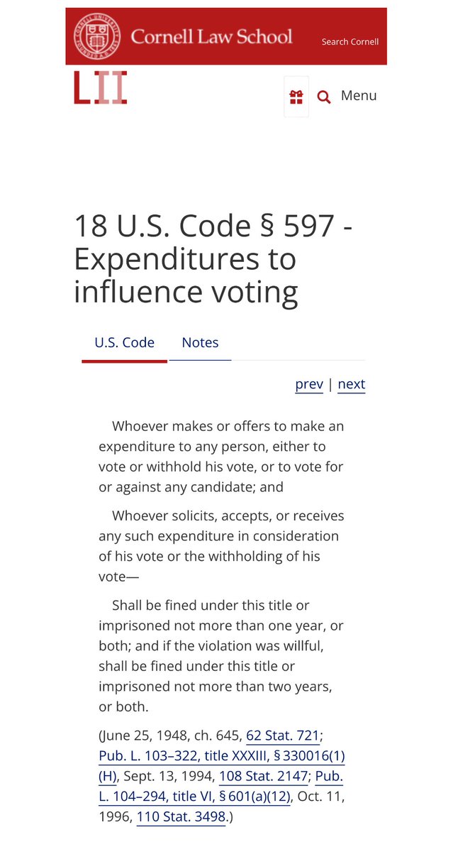<a href="/PhilipWegmann/">Philip Melanchthon Wegmann</a> <a href="/elonmusk/">Elon Musk</a> Musk giving a million dollars to a voter at a Trump rally every day til Election Day is:
A) illegal vote buying punishable by fines &amp; prison (18 US § 597)
B) Elon &amp; the Trump campaign are more hard up than we thought
C) Both