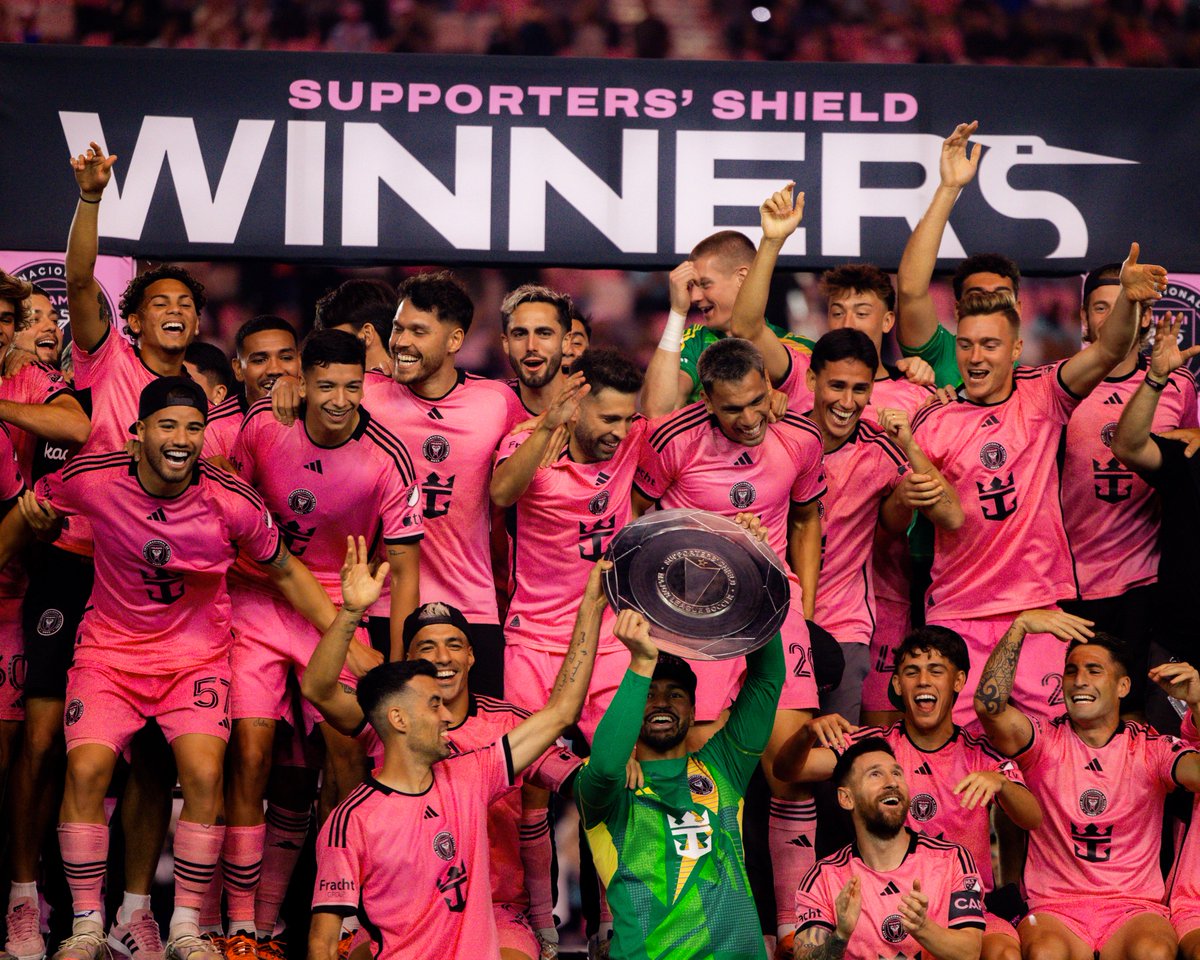 MLS's tweet photo. Supporters' Shield winners 🛡️

@InterMiamiCF lifts their second trophy. https://t.co/4xe6Y9R95y