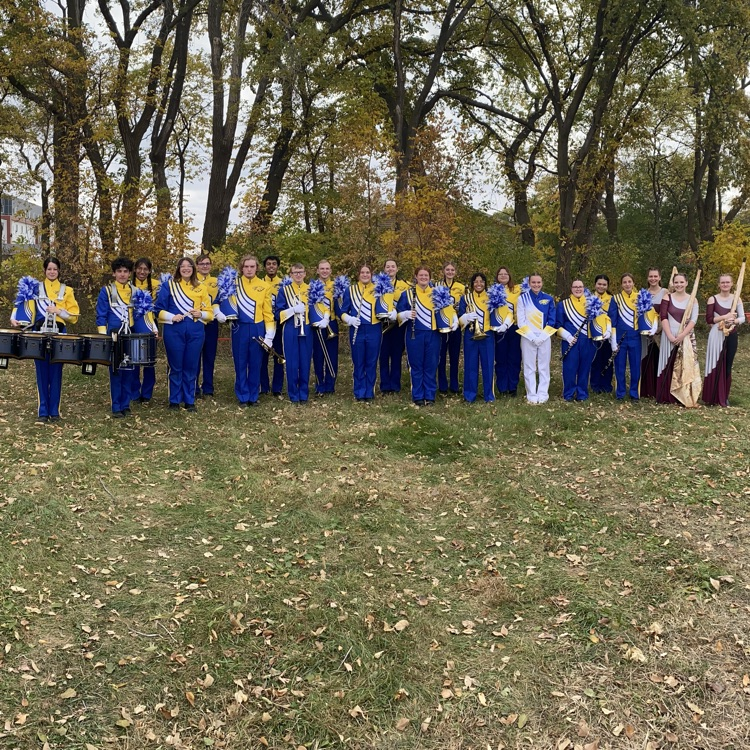 AberdeenCHS's tweet photo. The CHS Golden Eagles Marching Band closed out its season today in Vermillion at that US BANDS QUAD STATES MARCHING CHAMPIONSHIPS with a 2nd place finish in  Class 5 Open with a score of 84.1. The band also won the caption awards for Best Visuals and Best Percussion. https://t.co/K2CtHgkbQk