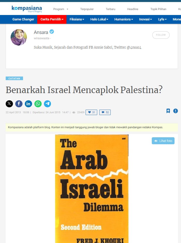 rhinoprit's tweet image. Awalnya aku gak tahu apa-apa tentang palestina, tahunya israel itu penjajah kejam pencaplok tanah. Sampai 10 tahun lalu aku baca tulisan ibu muslim ini, dan sadar ternyata aku dibohongi. Ketika kusebarkan, banyak yg terguncang  dan memusuhi, ya memang itu resiko tim pencari fakta