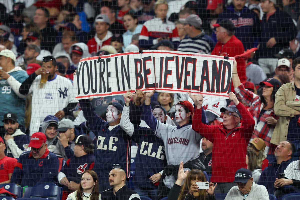 MLB's tweet image. Cleveland is keeping the faith in #ALCS Game 5 ⚾️