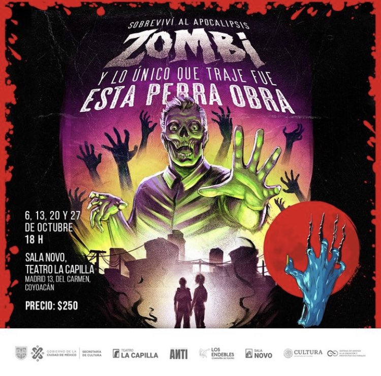 edresenateatro's tweet photo. Tengo 5  2x1 para ver "Sobreviví al Apocalipsis Zombi y lo único que traje fue esta perra obra" mañana domingo a las 6:00 pm en la Sala Novo.

Para llevarte uno tienes que:
-Seguir esta cuenta y dar RP (RT)
-Escribir tu nombre en los comentarios https://t.co/nPw74YJzFH