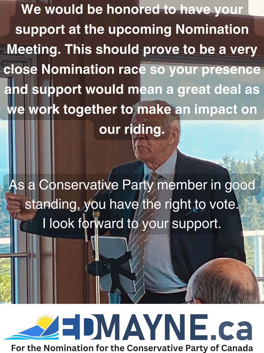 I hope to see you on 10:15 am, Saturday, October 26 at the Candidate Speeches Forum, which is being held in the Multipurpose Room at Kwalikum Secondary School (266 Village Way, Qualicum Beach). 
I would also encourage you to then cast your vote afterwards starting at 11:00 am.