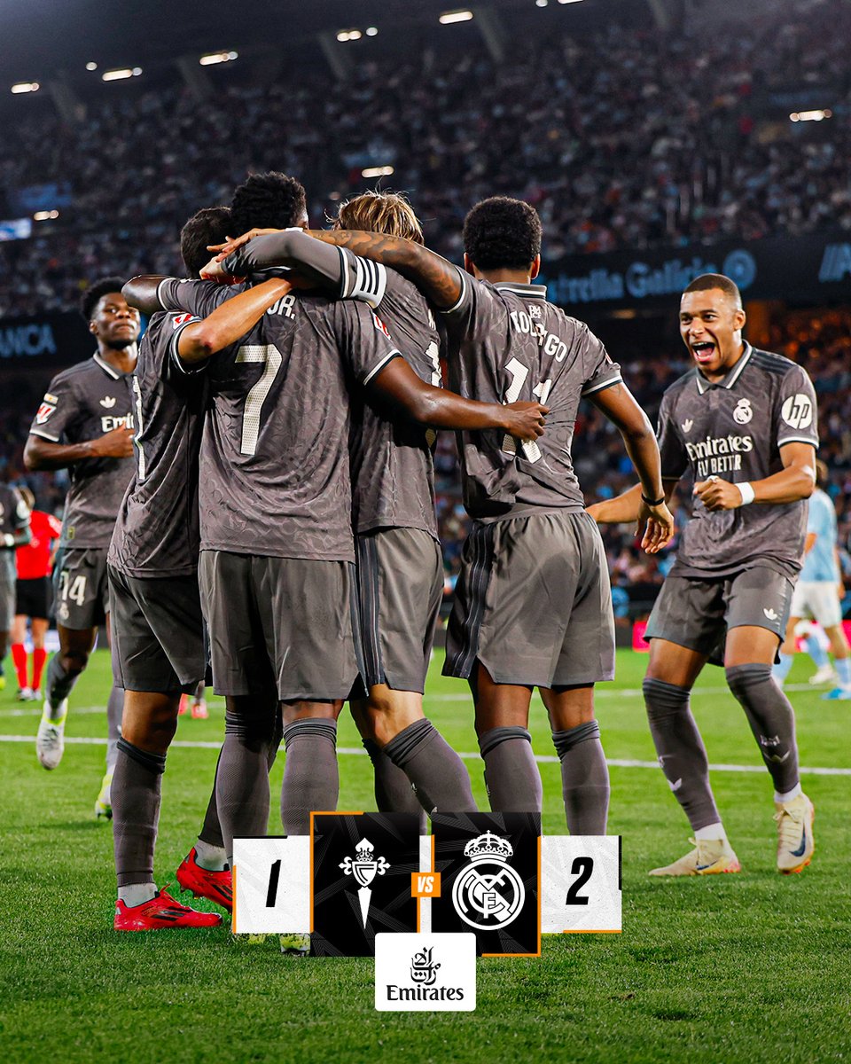 realmadriden's tweet photo. 🏁 @RCCeltaEN 1-2 @realmadriden
⚽️ 20' @KMbappe
⚽ 51' Swedberg
⚽ 66' @ViniJr
#CeltaRealMadrid | @emirates https://t.co/X7W0x5p2g9