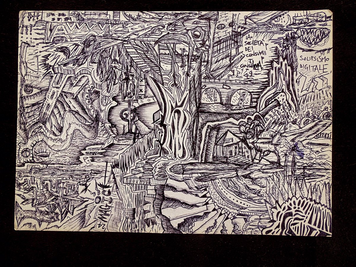 MagicMuh's tweet photo. #magicmuh #paper #blackandwhite #illustration #pendrawing #drawing #italianartist #segno #gesto #illustrazione #digitalscream #amsterdam #italy #disegni #disegnatore #artista #handdrawing #poorstreetart #alicemiller #solipsismo #pareidolia #lasocietàdeiconsumi #solipsism https://t.co/kjr6AhyImX