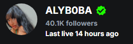 Congrats to <a href="/alyb0ba/">Aly💚</a> for hitting 40k Followers on Kick 💚