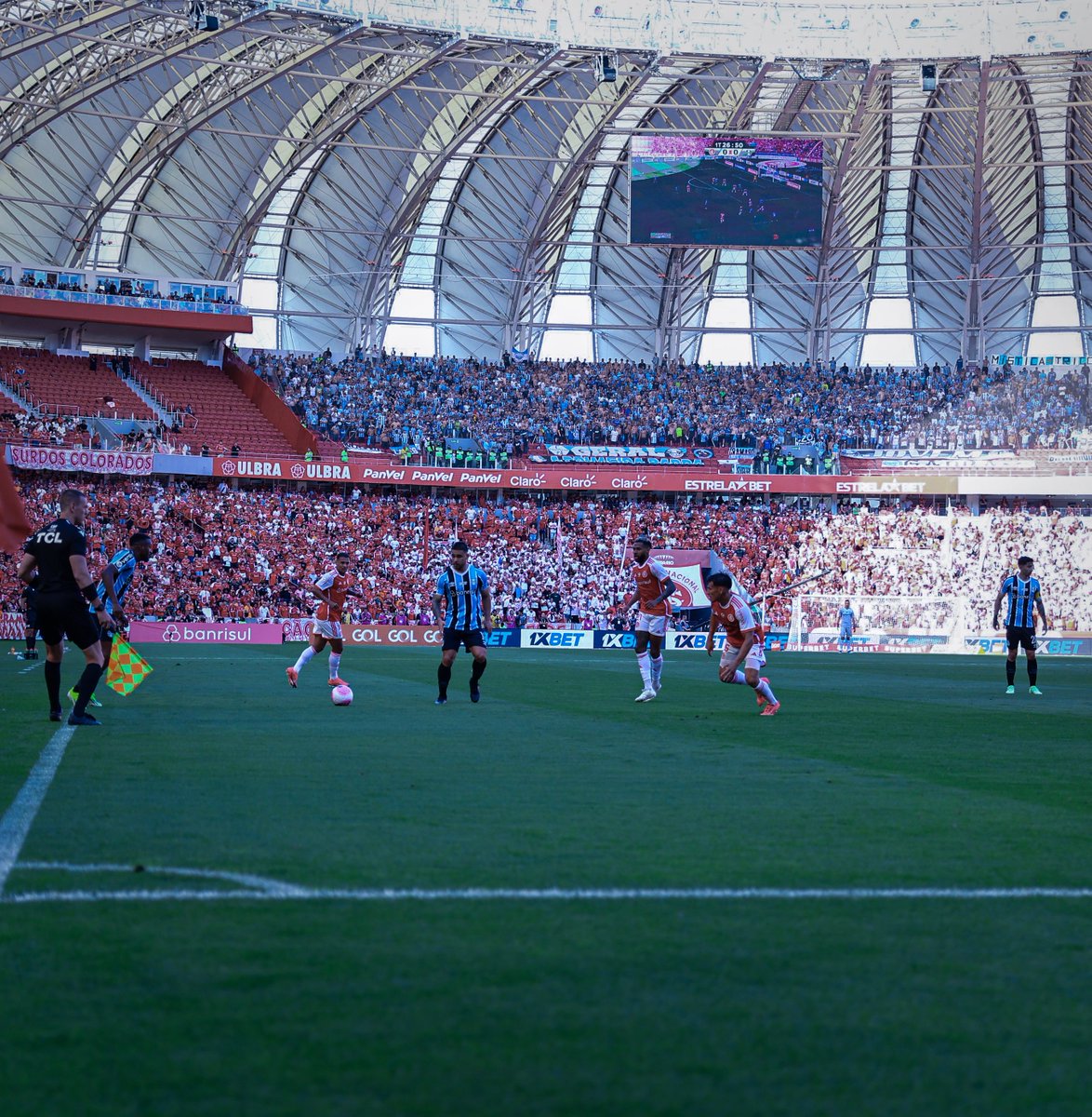 Gremio's tweet photo. Fim de Jogo: Internacional 1x0 #Grêmio
Nosso próximo compromisso será contra o Atlético-GO, pelo #Brasileirão2024. 🇪🇪 #Grenal443 https://t.co/vNNGlS7EGI