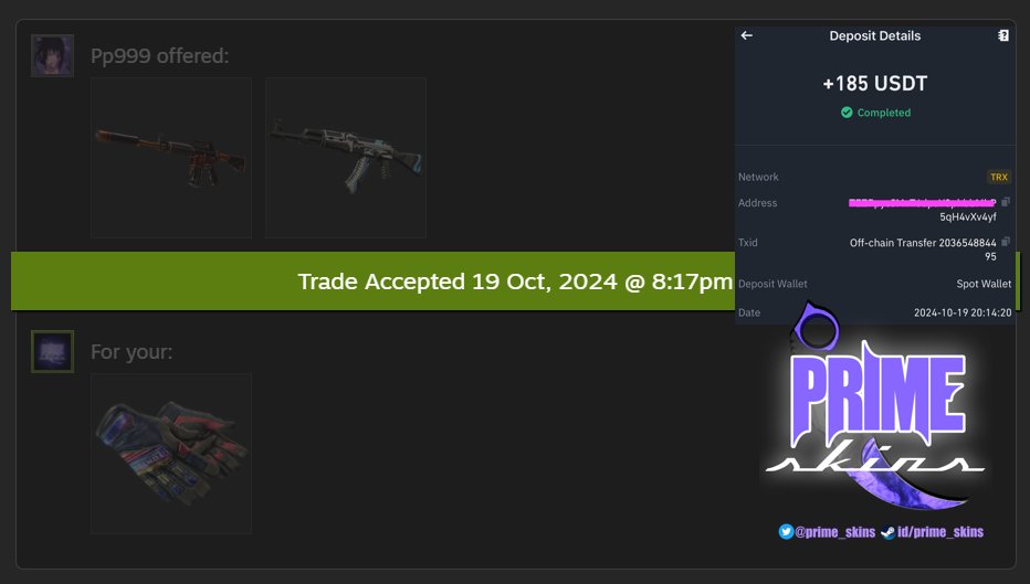 prime_skins's tweet photo. π Fast Skin Upgrades with Extra Crypto Payout! π
Feel free to contact me for the best deals and fast cashouts!
Steam: https://t.co/kFslfgjAjf
CSGO-REP: https://t.co/XRMGrCTUUs
#csgo #counterstrike #csgoskin #csgoskins #csgotrading #CS2 #buff163 #csmoney #csgofloat #buffmarket #prime_skins