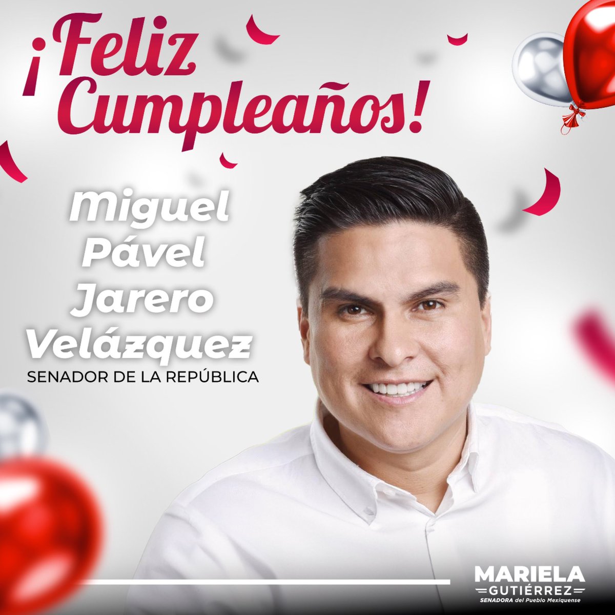 MarielaGtzEsc's tweet photo. Le expreso una felicitación a mi compañero Senador Miguel Pável Jarero Velázquez, por su cumpleaños, deseándole días colmados de felicidad y bendiciones. 

#SenadoraDelPuebloMexiquense https://t.co/UqFKMUwjia