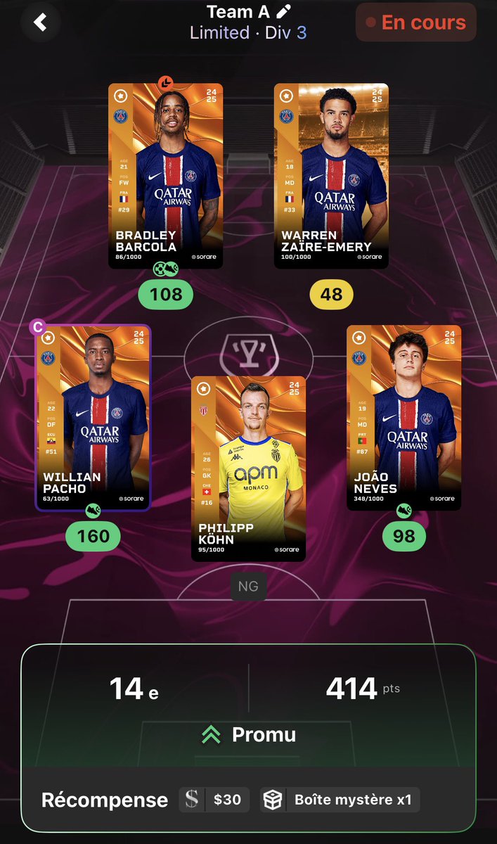 Pourquoi Kohn ne joue pas… 😮‍💨 #sorare #limited #psg