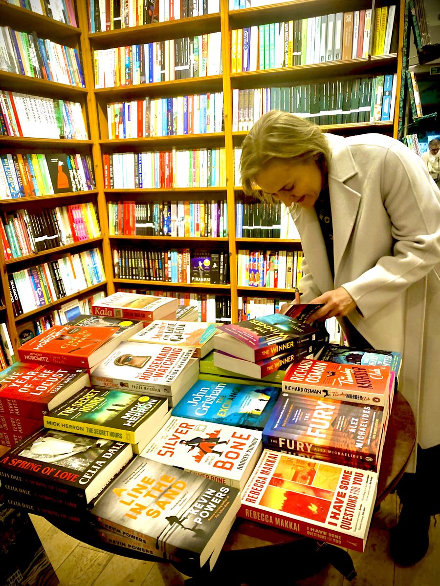 Signing copies of The Winner at ⁦<a href="/Dauntbooks/">Daunt Books</a>⁩ in Holland Park, my favourite book shop in London, if not the world. 
They asked me to do it so it’s not vandalism. 

#writerslife #bookshop