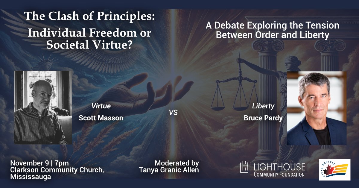 LighthouseFound's tweet image. DEBATE | The Clash of Principles: Individual Freedom or Societal Virtue?
What is the foundation of a thriving society: unrestricted individual freedom or a legal system that enforces virtue? tickettailor.com/events/lightho…