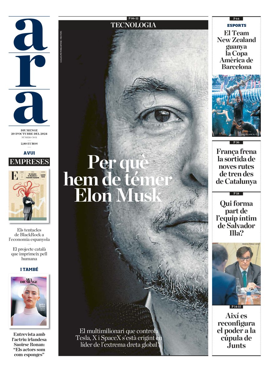 📷Aquí teniu la nostra portada d’aquest diumenge i, en PDF, el diari que d'aquí a unes hores trobareu al quiosc ara.cat/hemeroteca/