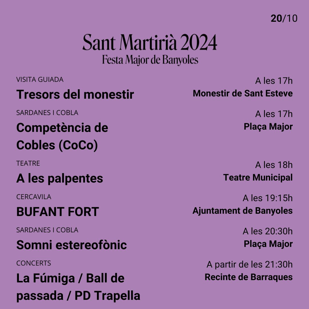 📠 Abans d'anar a dormir la programació per demà diumenge

#FMB #SantMartirià2024 #FestaMajor #Banyoles