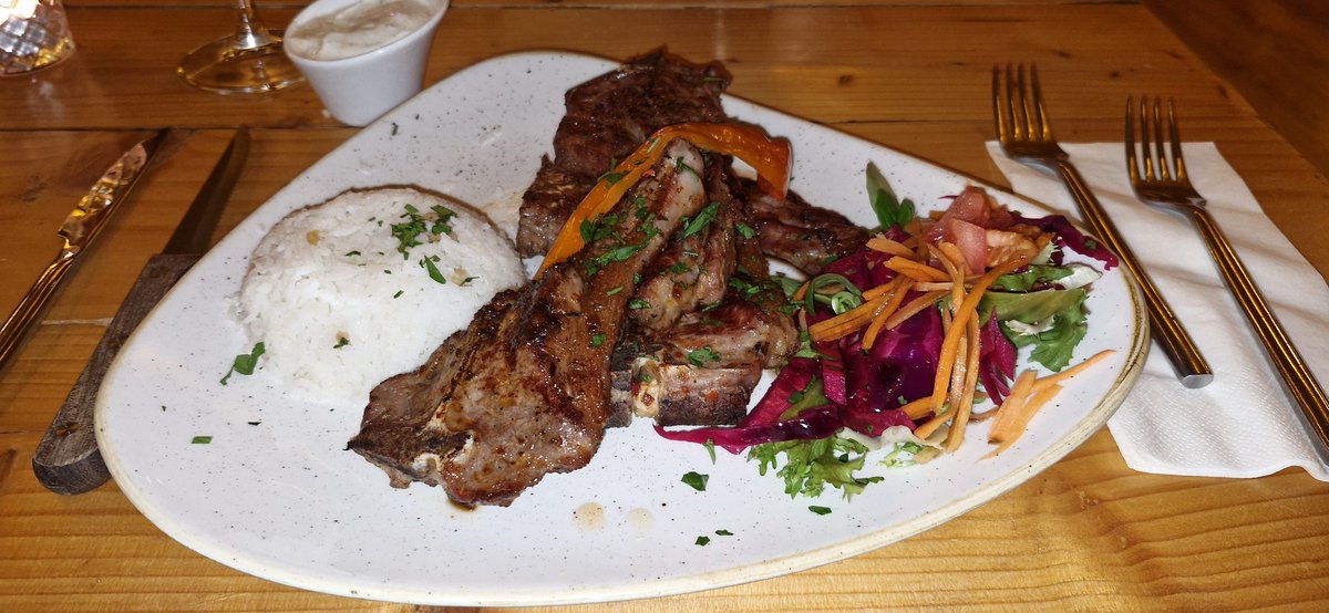 Ffyncwraig's tweet photo. Had a much needed night out with a couple of friends at the Likya Turkish restaurant in #Fflint this evening. Great service as always. I had chops +rice, discomfort, honeycomb cheesecake. We were given a complimentary glass of red each, too. Highly recommended. https://t.co/HORoGfqQ3p