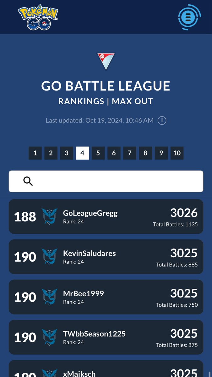 I know they don't all play in the GBL, but out of 81 million Pokémon GO players in the world, I am ranked 188th! This is my highest ranking ever!! I am both honored and proud to have accomplished such a chalienging feat! 

Join me live M-F at
twitch.TV/GoLeagueGregg
