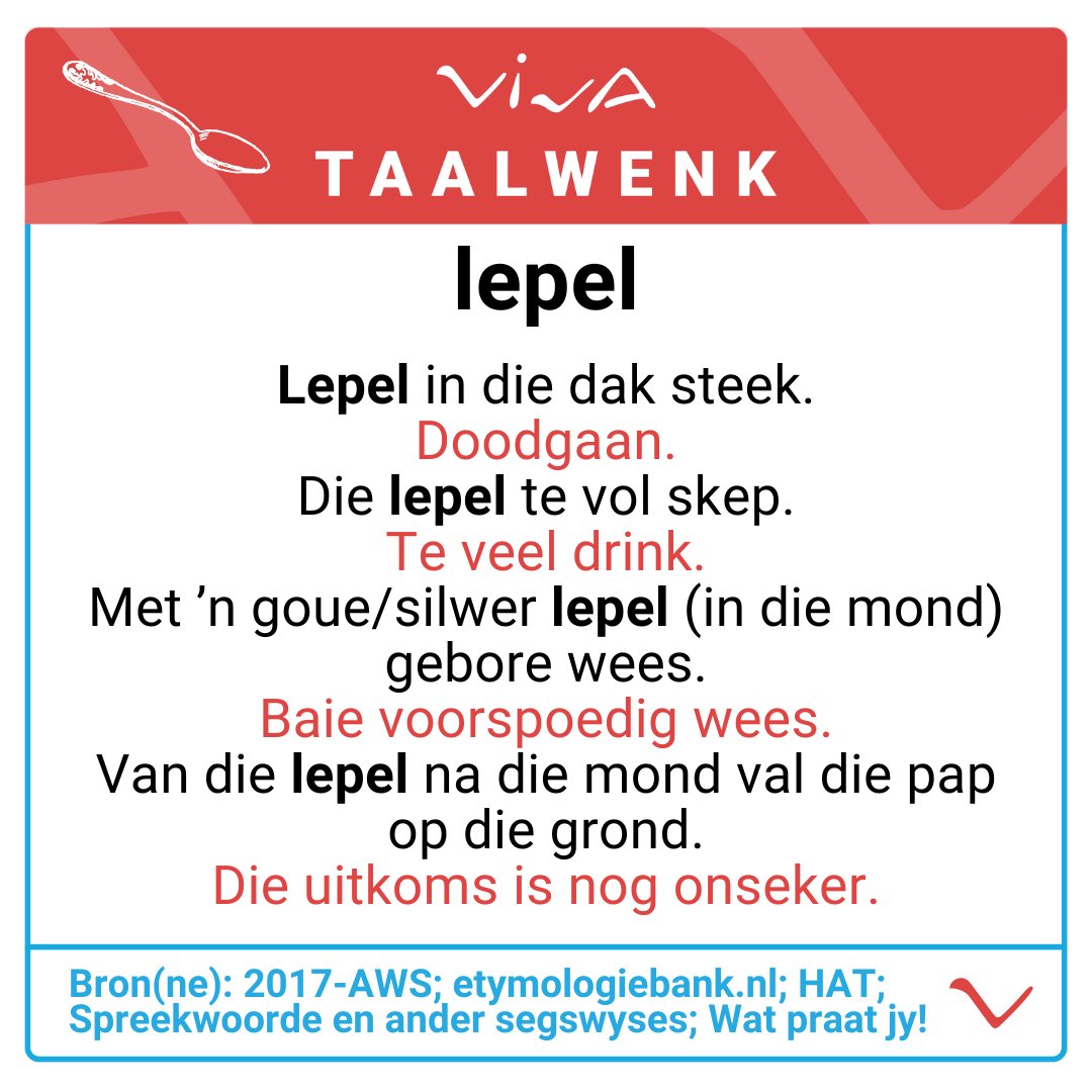 viva_afrikaans's tweet photo. #viva #afrikaans #vivaafrikaans #spreekwoorde #uitdrukkings #idiome #lepel https://t.co/u1iciUUTUH
