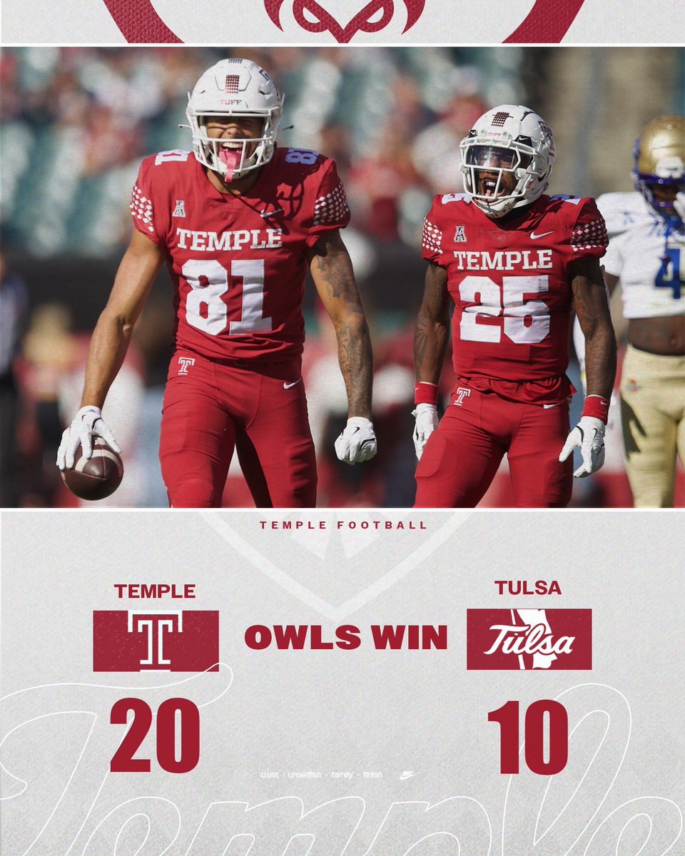 HOMECOMING DUB ‼️🦉

#TempleTUFF