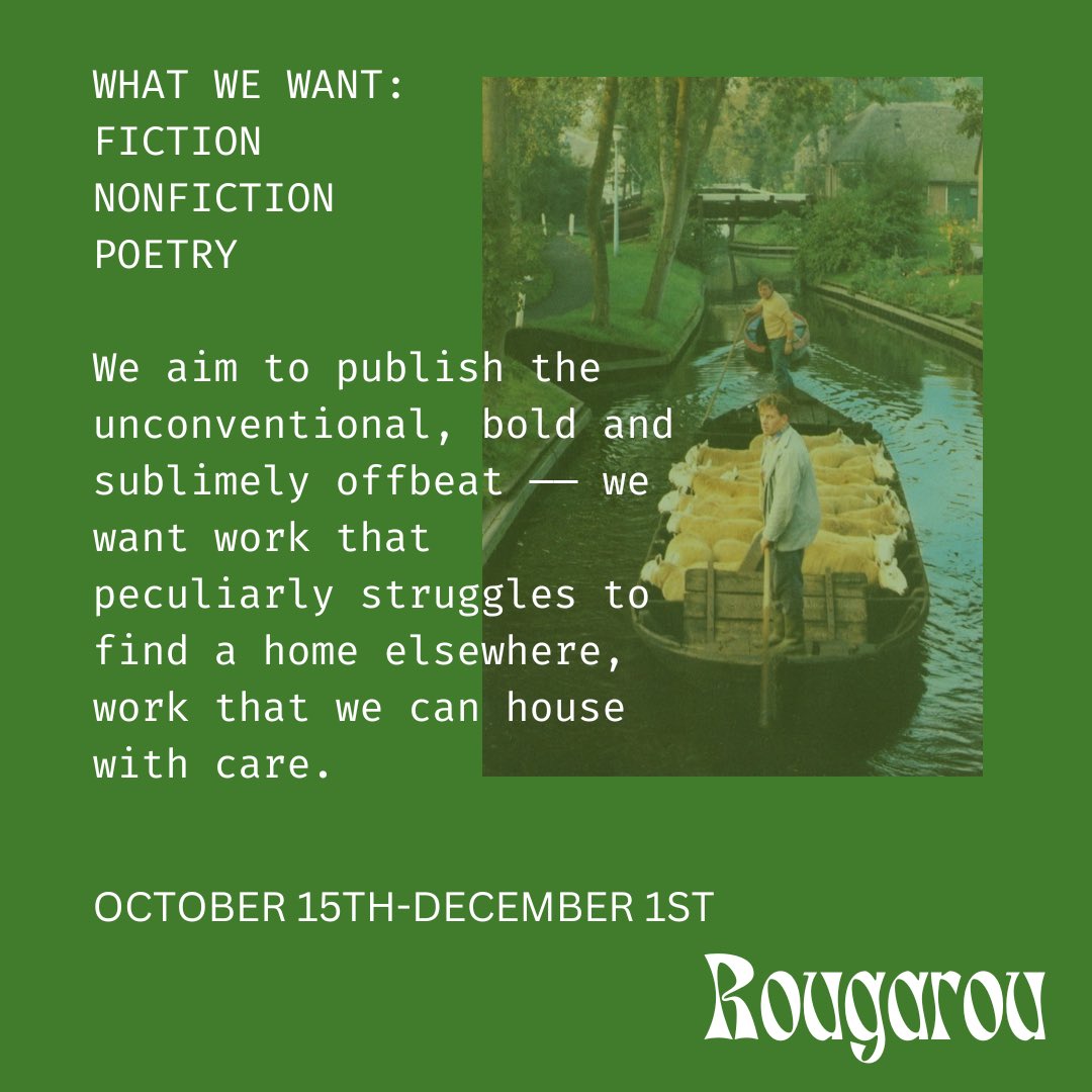Submissions are now open! Accepting Poetry, Fiction, and Creative Nonfiction. Submissions will be open until Dec. 1st.
rougarou.org/submit/