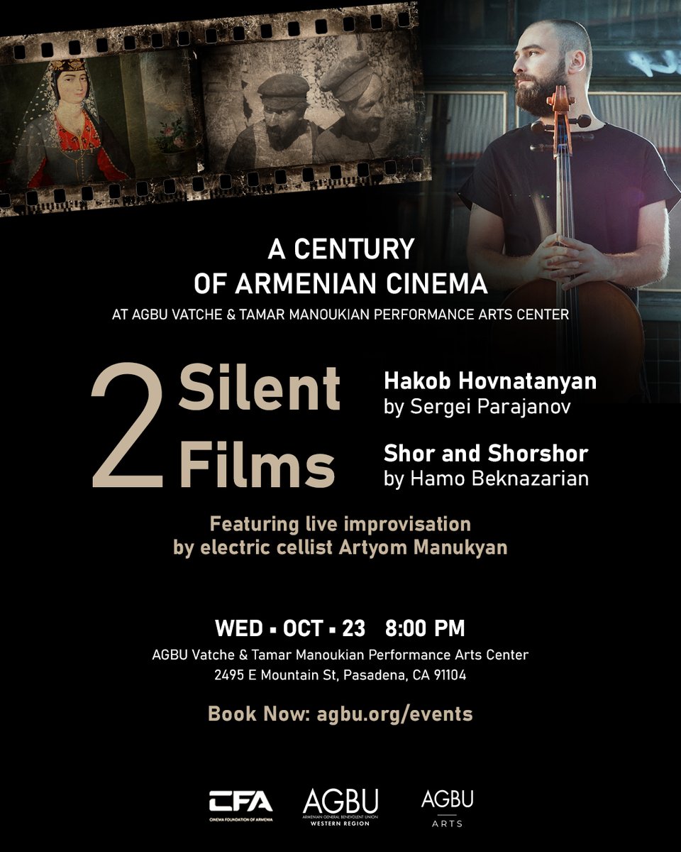 AGBU Arts,AGBU Western Region, and the Cinema Foundation of Armenia will celebrate the centenary of legendary Armenian director Sergei Parajanov and Armenian cinema with “A Century of Armenian Cinema” at the AGBU Vatche and Tamar Manoukian Cultural Center on Wednesday,October 23,