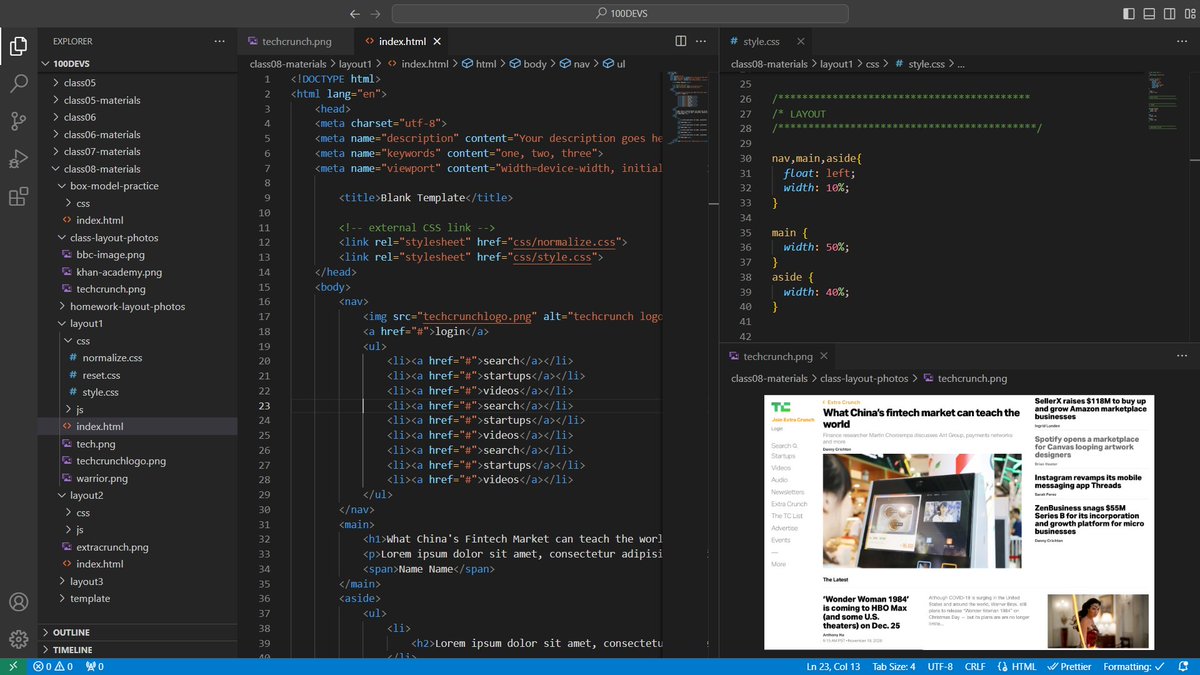 _johnpfeifer's tweet photo. Starting 1 out of the 5 layouts from class 8 classwork/homework. Goal is to get them done tonight!
#100Devs #catchupcrew https://t.co/j5ttwjWYcq