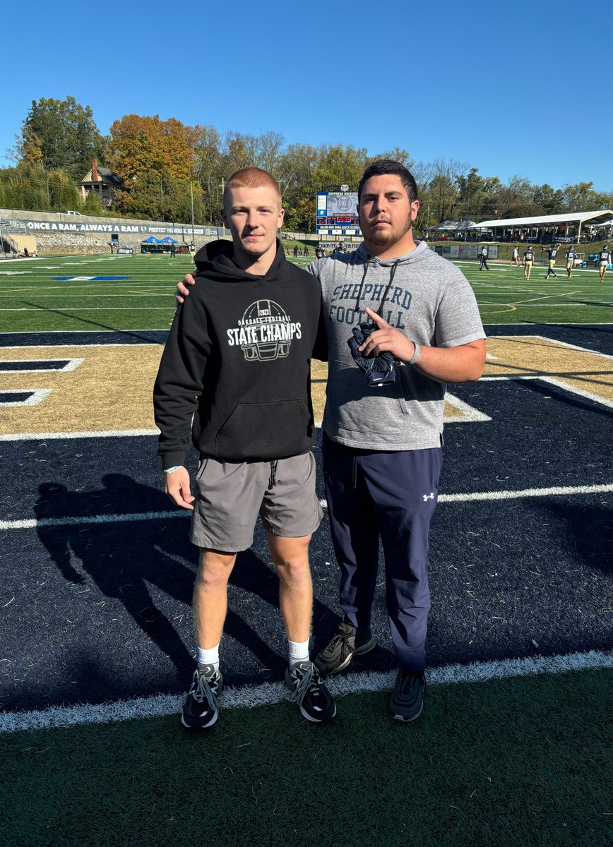 Jamie McCathran (@jamiemccathran) on Twitter photo Awesome day for my <a href="/SURamsFootball/">Shepherd Football</a> Game Day Visit. Thanks to <a href="/CoachKline/">Josh Kline</a> <a href="/ErnieMccook/">Ernie McCook</a> <a href="/CoachLukeWright/">Luke Wright</a> for the invite & to all Coaches for speaking with me <a href="/CoachBAM93/">Bryan Anthony Murray</a> <a href="/Coach_Hare/">Jason Hare</a>. Great catching up with former <a href="/OHSBearsFB/">Oakdale Football</a> players - <a href="/CrummittJosh/">Josh Crummitt</a> <a href="/cameron_dorner/">Cameron Dorner</a>. <a href="/RecruitThe0/">Oakdale FB Recruiting</a> Awesome day for my <a href="/SURamsFootball/">Shepherd Football</a> Game Day Visit. Thanks to <a href="/CoachKline/">Josh Kline</a> <a href="/ErnieMccook/">Ernie McCook</a> <a href="/CoachLukeWright/">Luke Wright</a> for the invite & to all Coaches for speaking with me <a href="/CoachBAM93/">Bryan Anthony Murray</a> <a href="/Coach_Hare/">Jason Hare</a>. Great catching up with former <a href="/OHSBearsFB/">Oakdale Football</a> players - <a href="/CrummittJosh/">Josh Crummitt</a> <a href="/cameron_dorner/">Cameron Dorner</a>. <a href="/RecruitThe0/">Oakdale FB Recruiting</a>