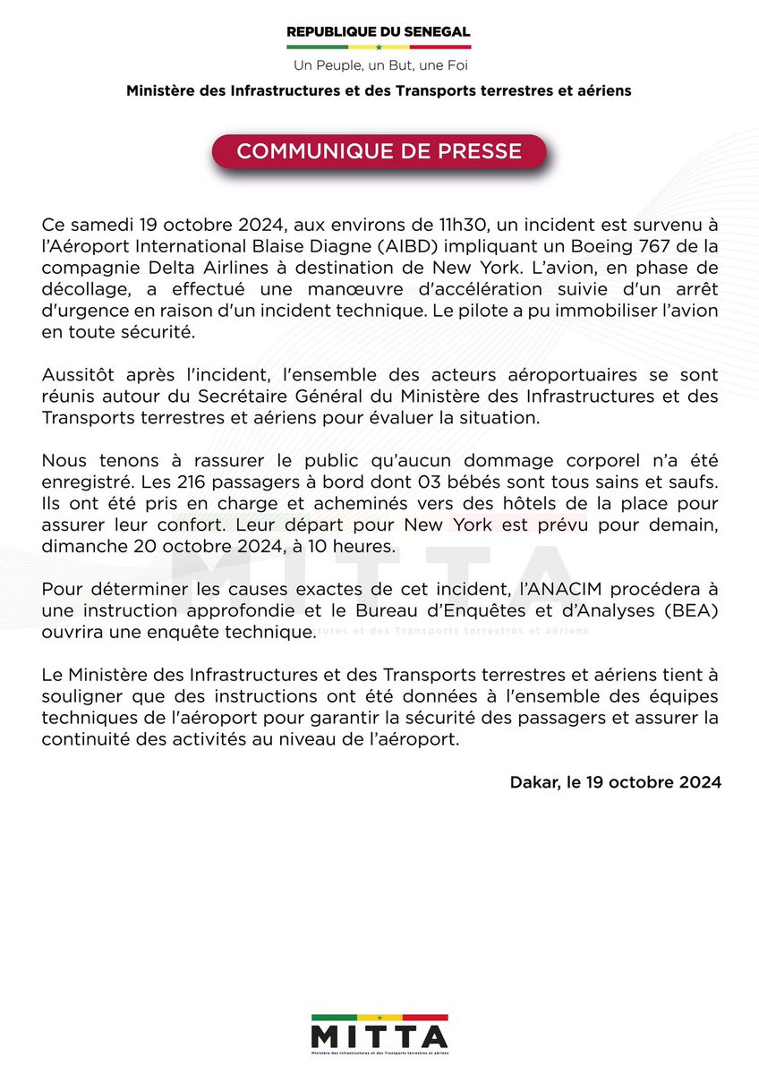 Communiqué de presse du MITTA