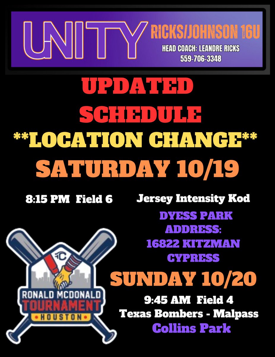 Change of schedule for us!!