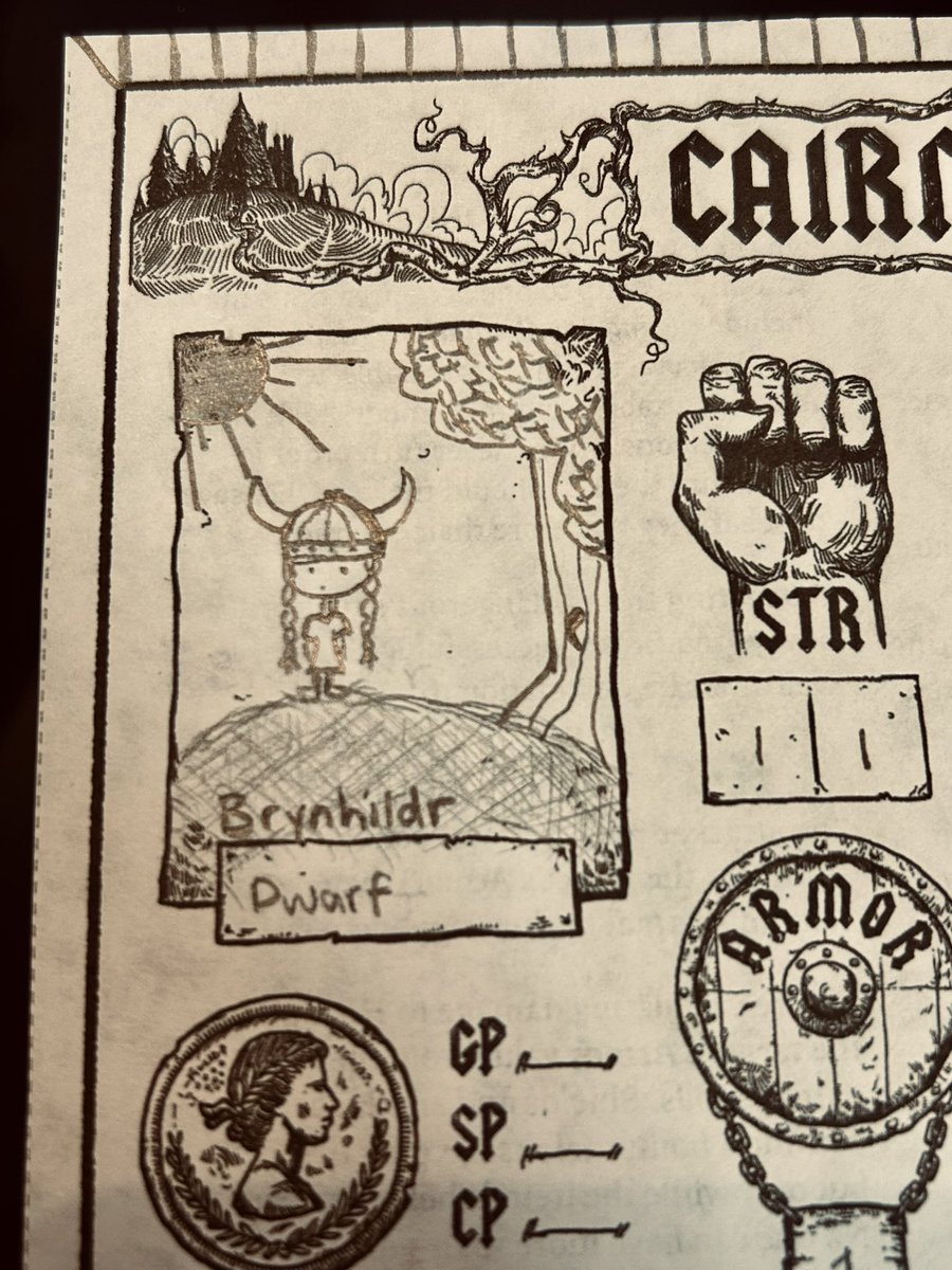 EllevishGames's tweet photo. Meet Brynhildr, the Viking dwarf whose weapons are a prickly cactus and a jar of forest ants 🌵 🐜 #ttrpg #cairn https://t.co/6FHwbYMDSp