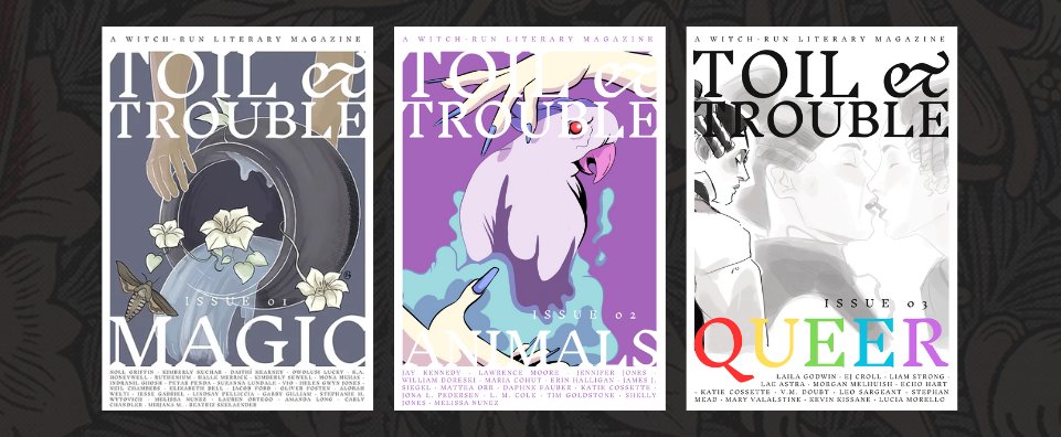 ToilTroLitMag's tweet image. While we're putting ISSUE 04: MEMORY together, why not catch up on our past issues?
🌈 Issue 03: Queer
🐦⬛ Issue 02: Animals
🔮 Issue 01: Magic
