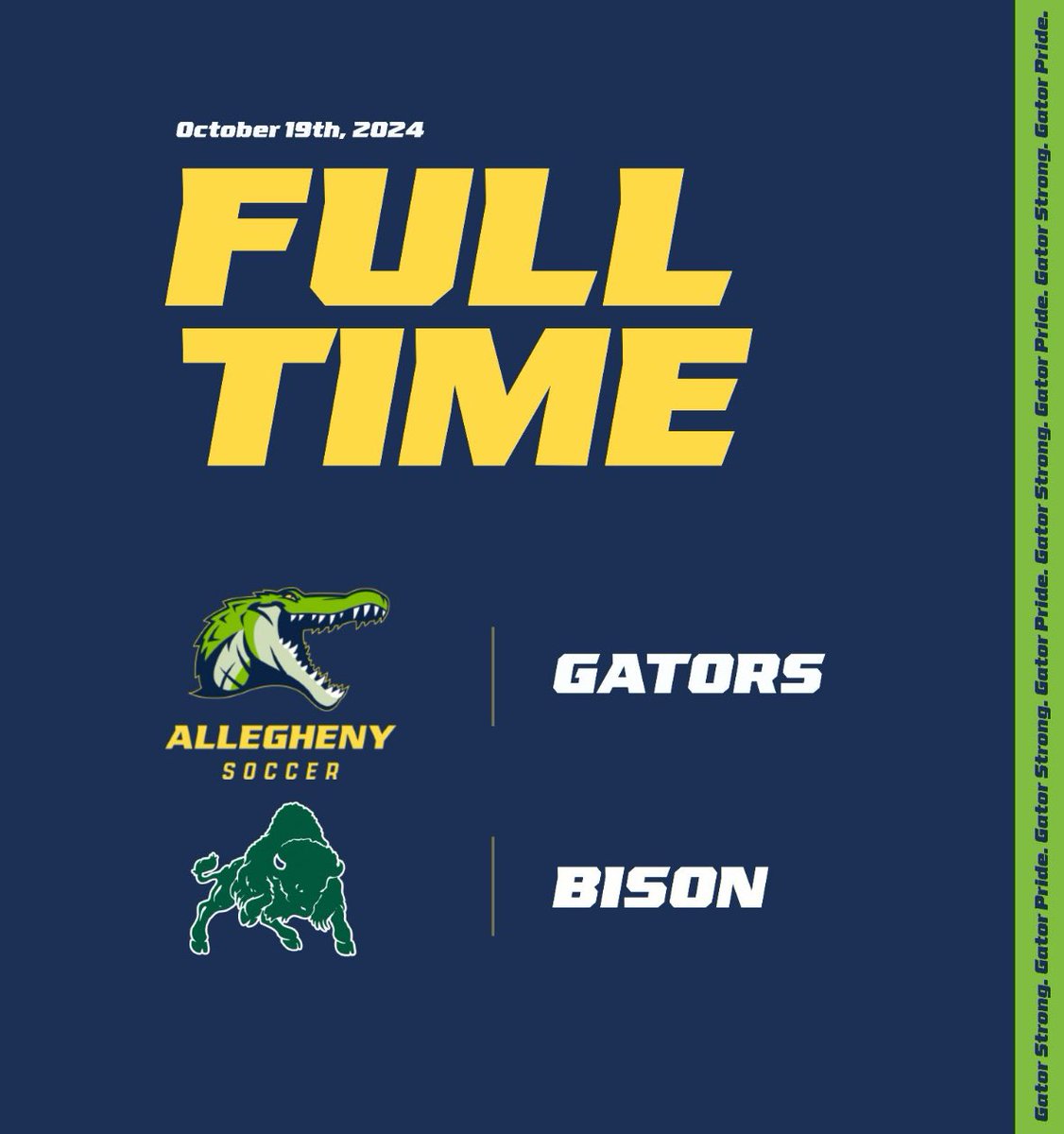 GhenyMensSoccer's tweet photo. FINAL

ALLEGHENY COLLEGE: 1
BETHANY COLLEGE: 0

GATORS WIN! ⚽️🐊

Brady Napoleon smashed home the volley from a corner in the second half to secure another PAC victory for your Gators! https://t.co/9wawdZg51B