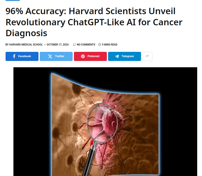 96% accuracy in cancer detection by this AI from Harvard.

It predicts tumor molecular profiles from images.

This new model, called CHIEF (Clinical Histopathology Imaging Evaluation Foundation), was trained on 15 million unlabeled images

- Identifies features linked to