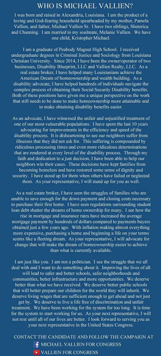 DPEC4TANGI's tweet photo. It is with great pleasure that we announce our endorsement of Michael Vallien for Congressional district 5!

https://t.co/e9qvQte6c7 https://t.co/gUZfZ5sEQ0
