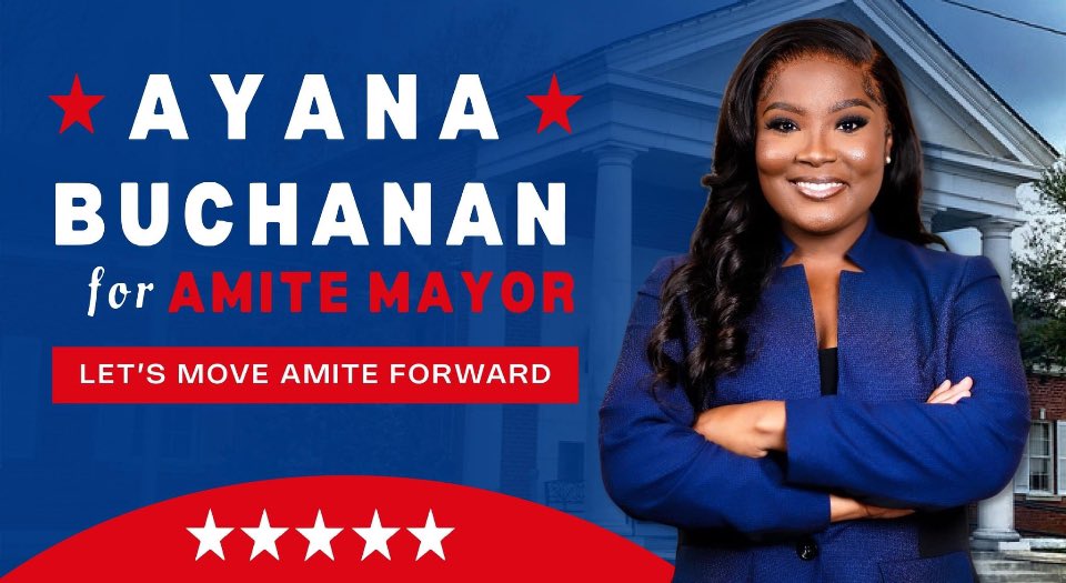 DPEC4TANGI's tweet photo. It is with great pleasure that we announce our endorsement of Ayana Buchanan for Amite Mayor!

https://t.co/mf9RsGEwKP https://t.co/1xQEVZ4e7T