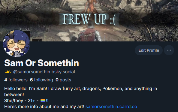 SomethinSam's tweet photo. Time to pack my bindle! I'm moving on over to Blue Sky due to the blatant breach of artist privacy! Hope to see y'all there!! 

I'm unsure if I'll continue to post on here, nor If I want to delete my art or not. But just know that Blue Sky is where you'll fine me! ♥️ https://t.co/lpH3QD9Y3b