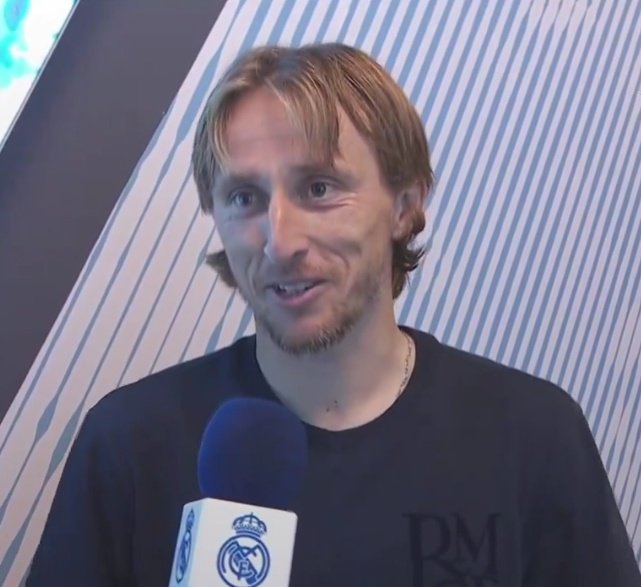 MadridXtra's tweet photo. 🗣 Luka Modrić: "It's very difficult to choose only one thing, many things have happened to me here at Real Madrid, winning the Champions League, the league, being the oldest player, winning the most titles, I'm very happy. Proud and happy to have achieved all these things with Real Madrid."