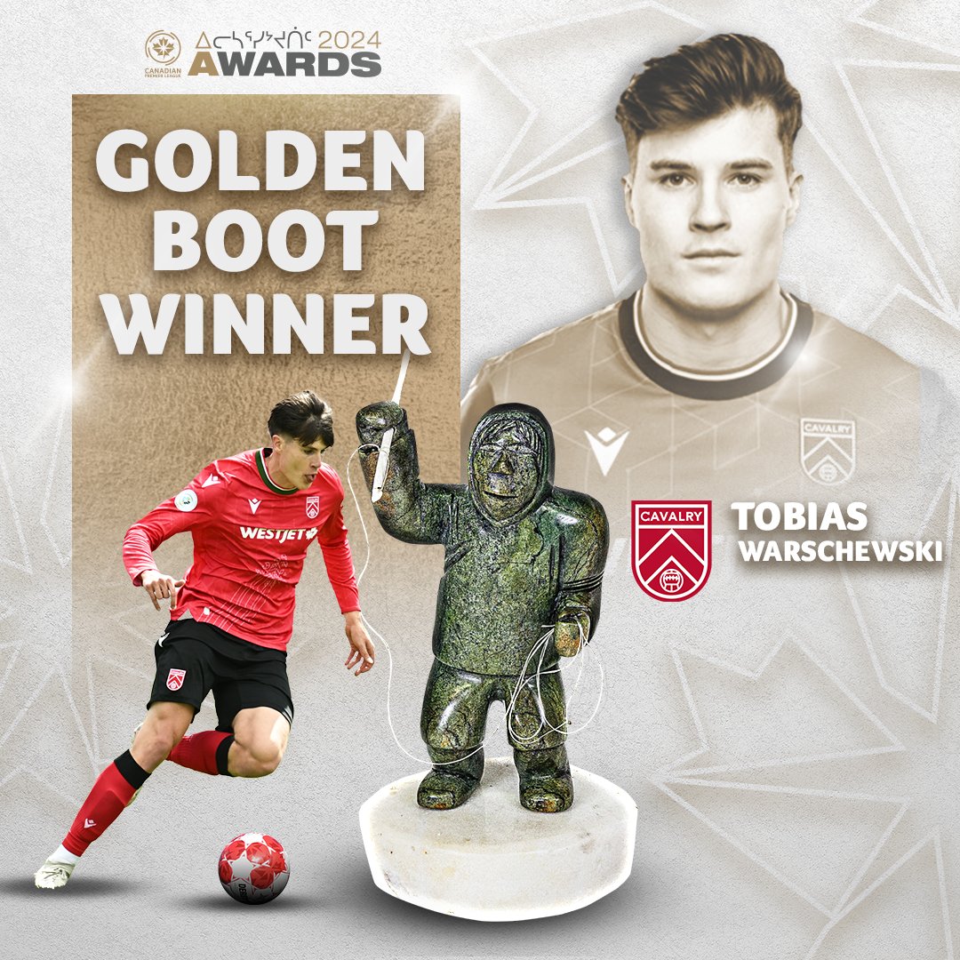 CPLsoccer's tweet photo. With a brace on the final day of the season, @CPLCavalryFC striker Tobias Warschewski wins the 2024 Canadian Premier League Golden Boot! 🏆
#CanPL https://t.co/39qPRZ5d0U
