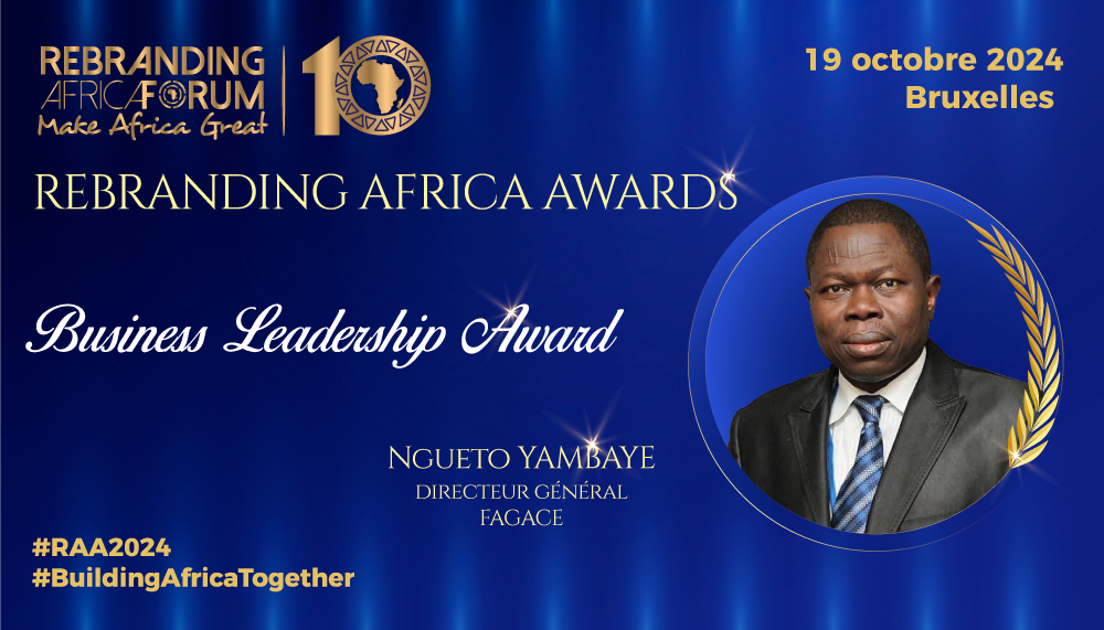 RebrandingAF's tweet photo. #RAA2024 🏆 Business Leadership Award 🏆
🔶 Ngueto Yambaye, DG @Fagace_Officiel.
Pour saluer le plan stratégique ambitieux mis en œuvre au sein de l’institution qu’il dirige depuis 2020.
#RAA10ANS #RAF10ANS #MakeAfricaGreat https://t.co/MxivbuEgV4