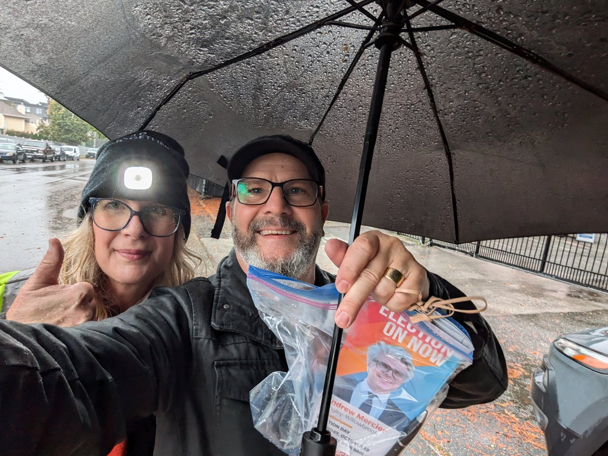 Rain or shine it's election day! Out in Langley supporting <a href="/AndrewMercierBC/">Andrew Mercier</a> !