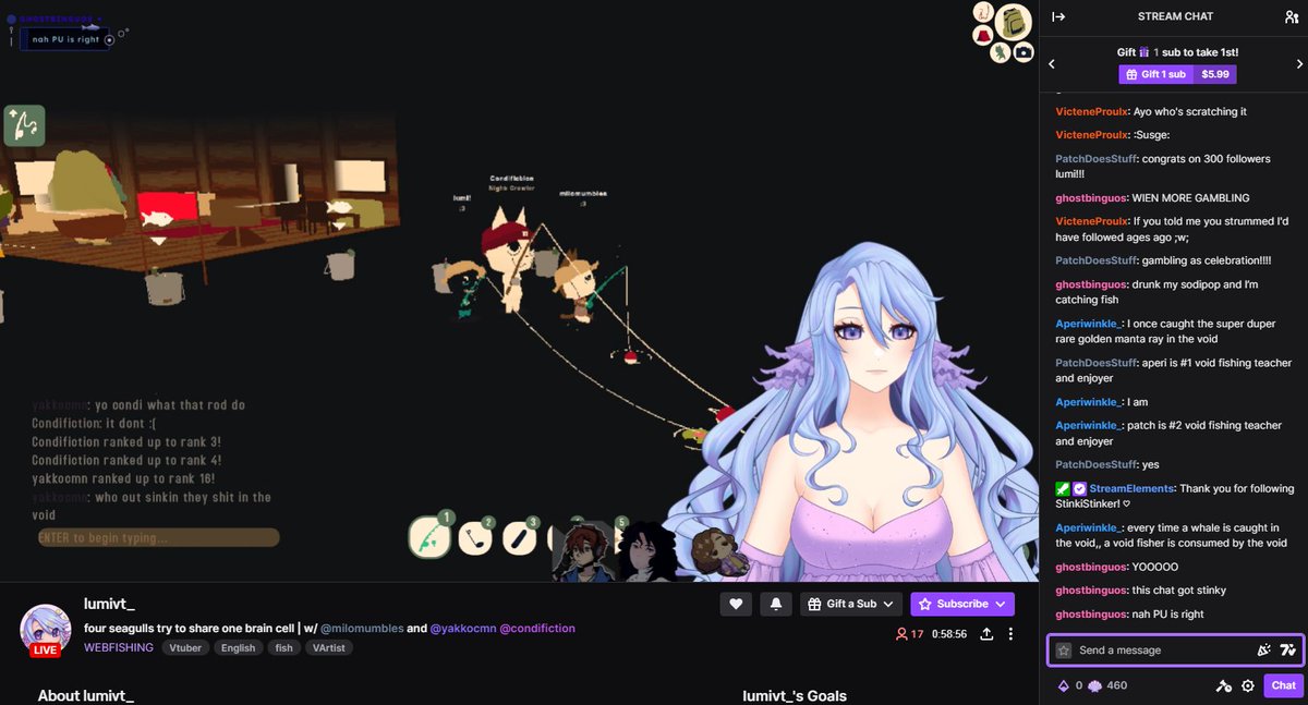 Audreyinstead's tweet image. chatters in the chat did I just teach condi condifiction how to fish in the void in webfishing???
@NotFutureBoy helped by being moral support